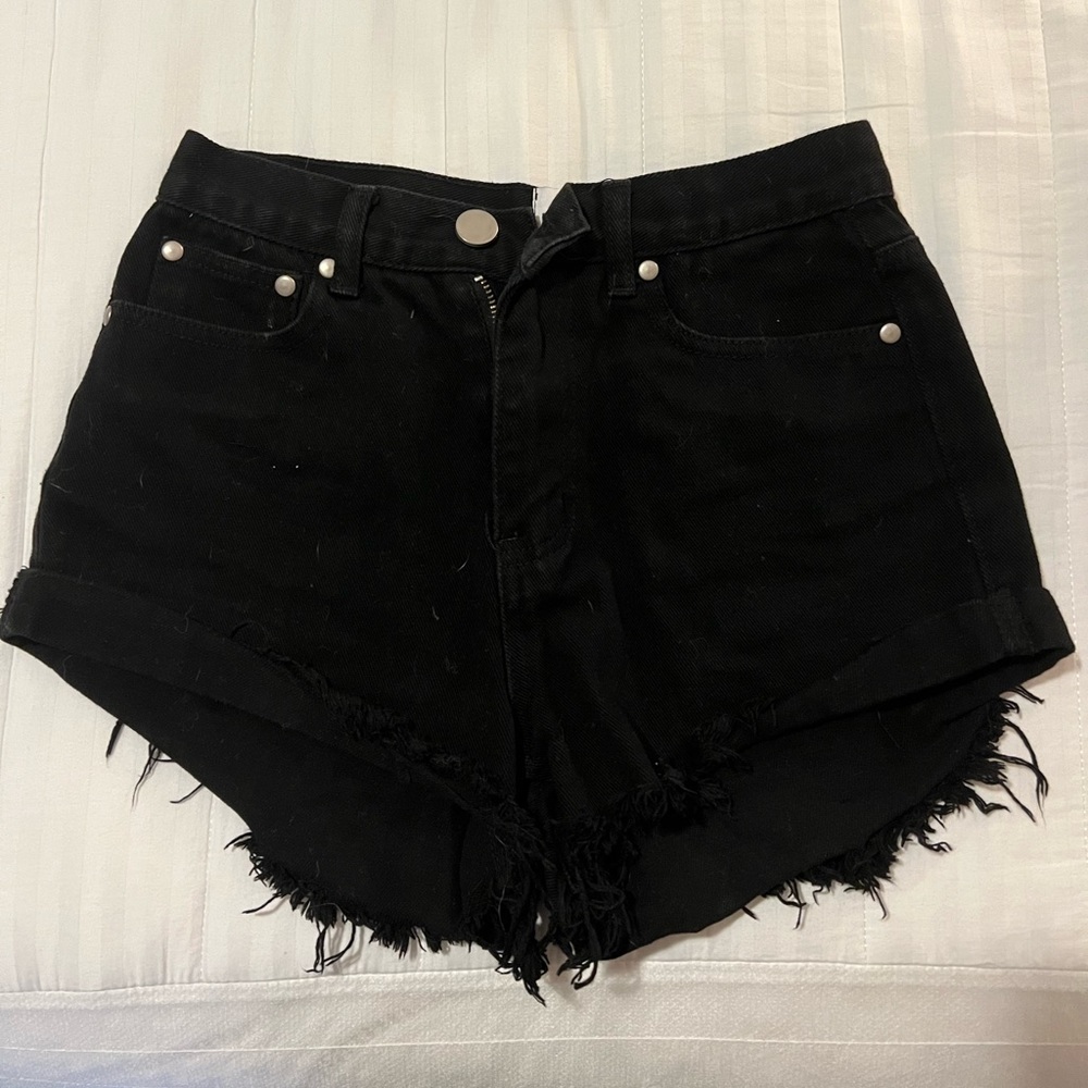 PRINCESS POLLY BLACK JEAN SHORTS